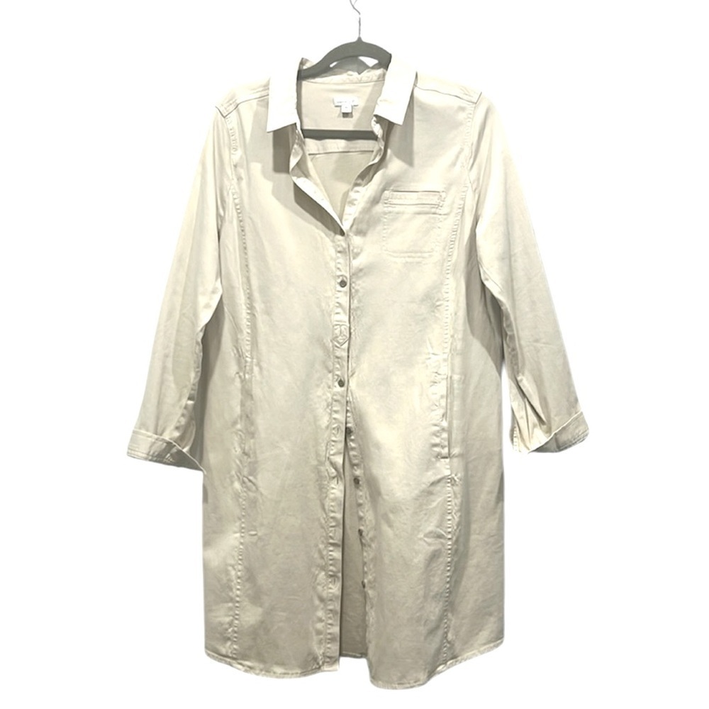 J. Jill Missy kakhi long sleeve roll tab shirt dress size 12 - Picture 4 of 11